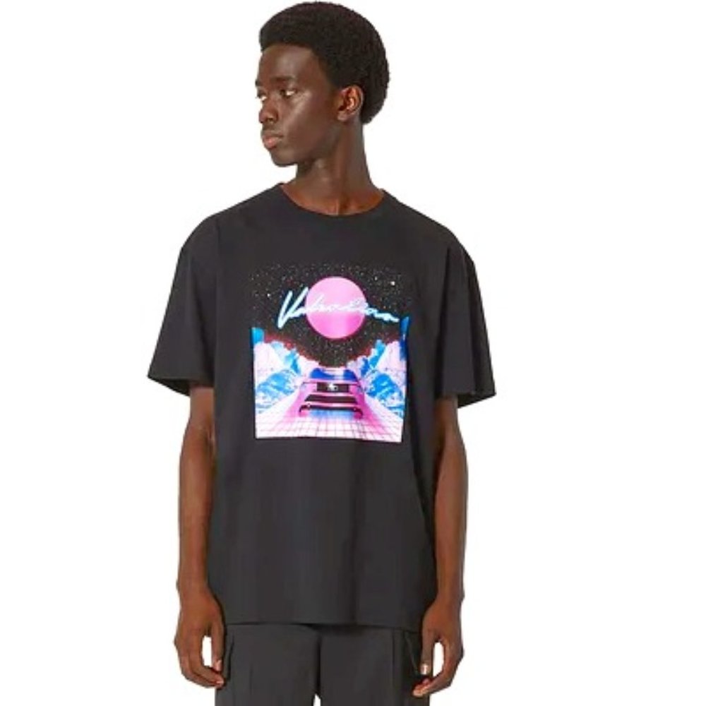 Valentino Black Virtual Runner-print t-shirt